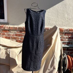 LOFT Textured Black Midi Dress